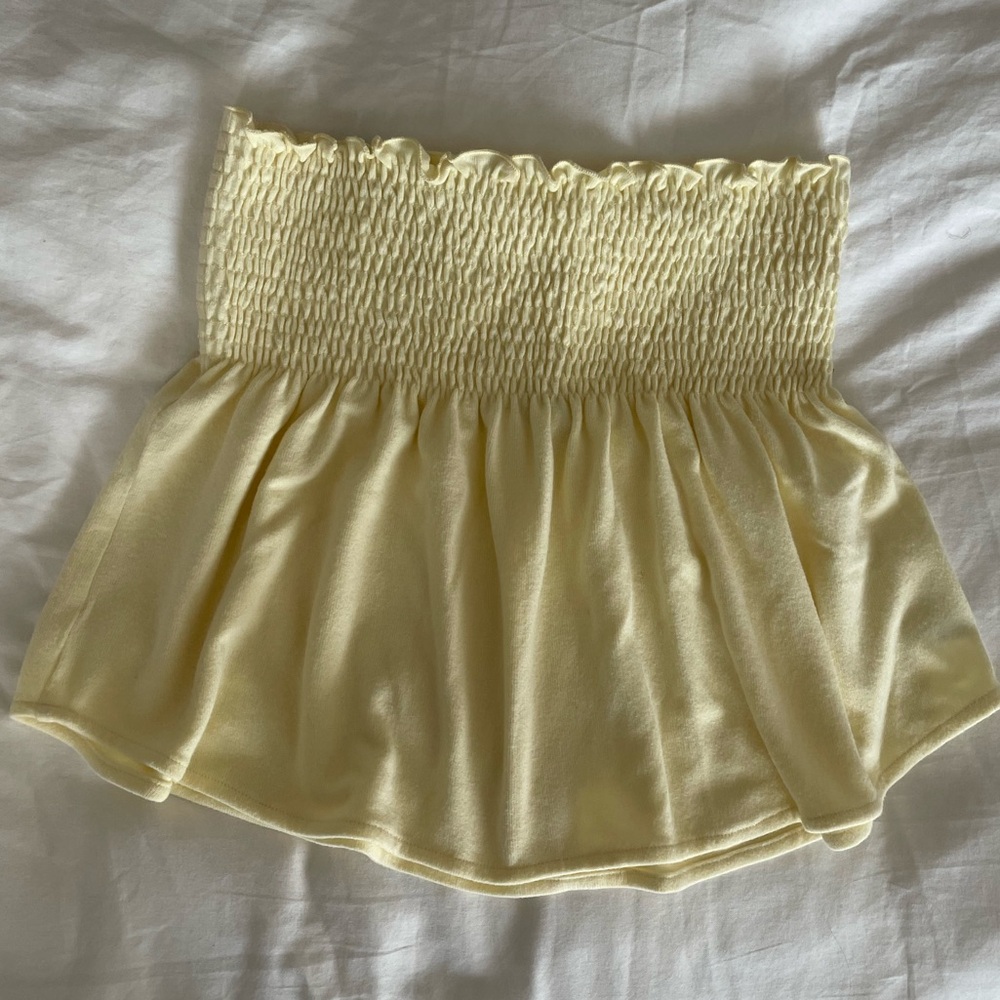 Yellow Smocked Mini Skirt